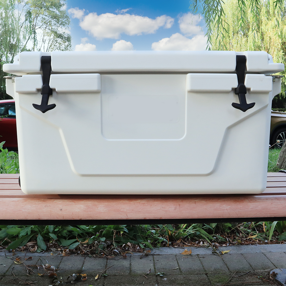 White Outdoor Camping Picnic Fishing Portable Cooler 65Qt Portable Insulated Cooler Box Antique White Abs Plastic