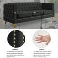 Contact Us For 3D Modeling Velvet Sofa For Living Room,Buttons Tufted Square Arm Couch, Modern Couch Upholstered Button And Metal Legs, Sofa Couch For Bedroom, Black Velvet ,2Pcs Black Foam Velvet