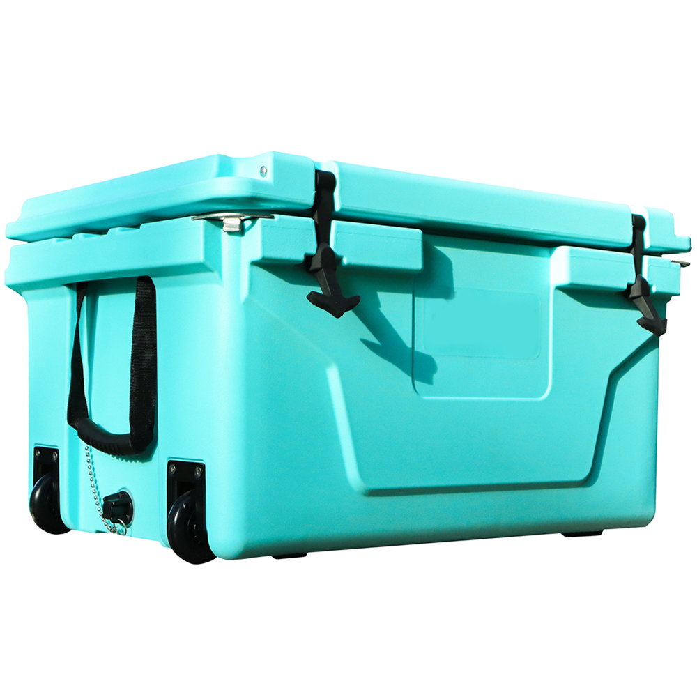 Hot Selling Blue Color 65Qt Outdoor Cooler Fish Ice Chest Box 2022 Popular Camping Cooler Box Blue Abs Plastic
