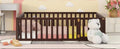 Queen Size Wood Floor Bed Frame With Fence And Door, Walnut Old Sku:Wf289663Aal Walnut Solid Wood