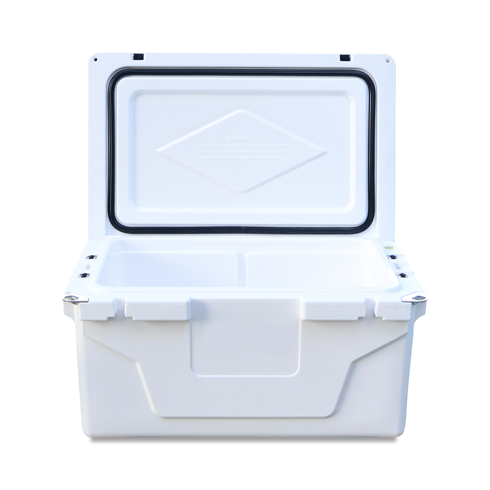 White Outdoor Camping Picnic Fishing Portable Cooler 65Qt Portable Insulated Cooler Box Antique White Abs Plastic