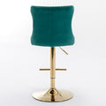 Golden Swivel Velvet Barstools Adjusatble Seat Height From 25 33 Inch, Modern Upholstered Bar Stools With Backs Comfortable Tufted For Home Pub And Kitchen Island Green,Set Of 2 Green Foam Velvet