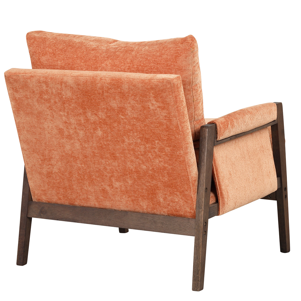 Mid Century Modern Velvet Accent Chair,Leisure Chair With Solid Wood And Thick Seat Cushion For Living Room,Bedroom,Studio,Orange Orange Foam Velvet