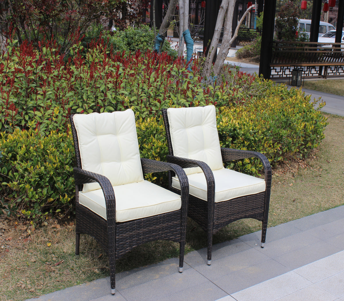 2 Piece Liberatore Dining Chairs With Cushions Beige Cushion Brown Iron