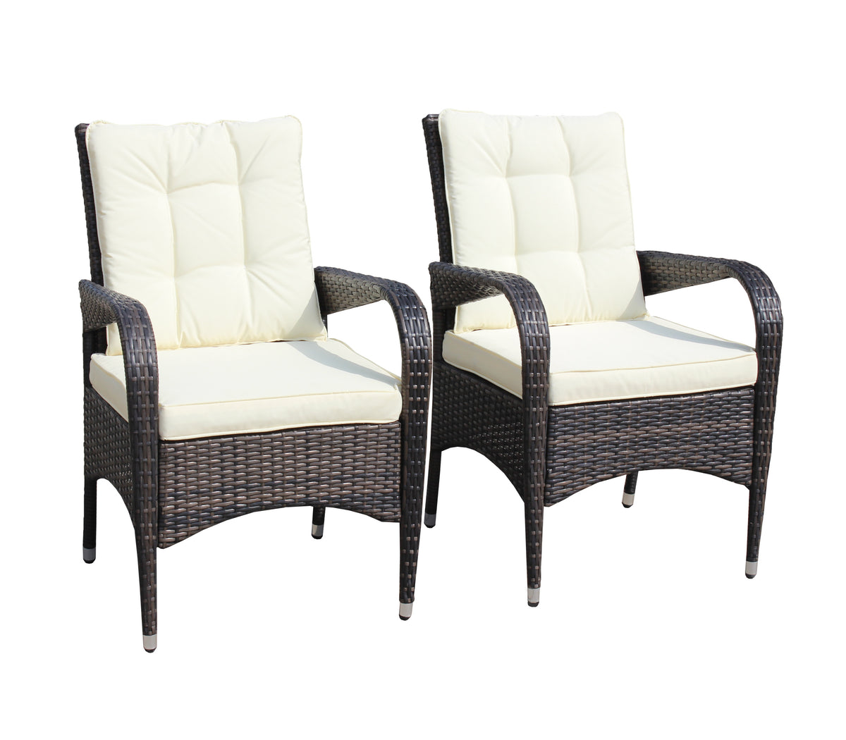 2 Piece Liberatore Dining Chairs With Cushions Beige Cushion Brown Iron