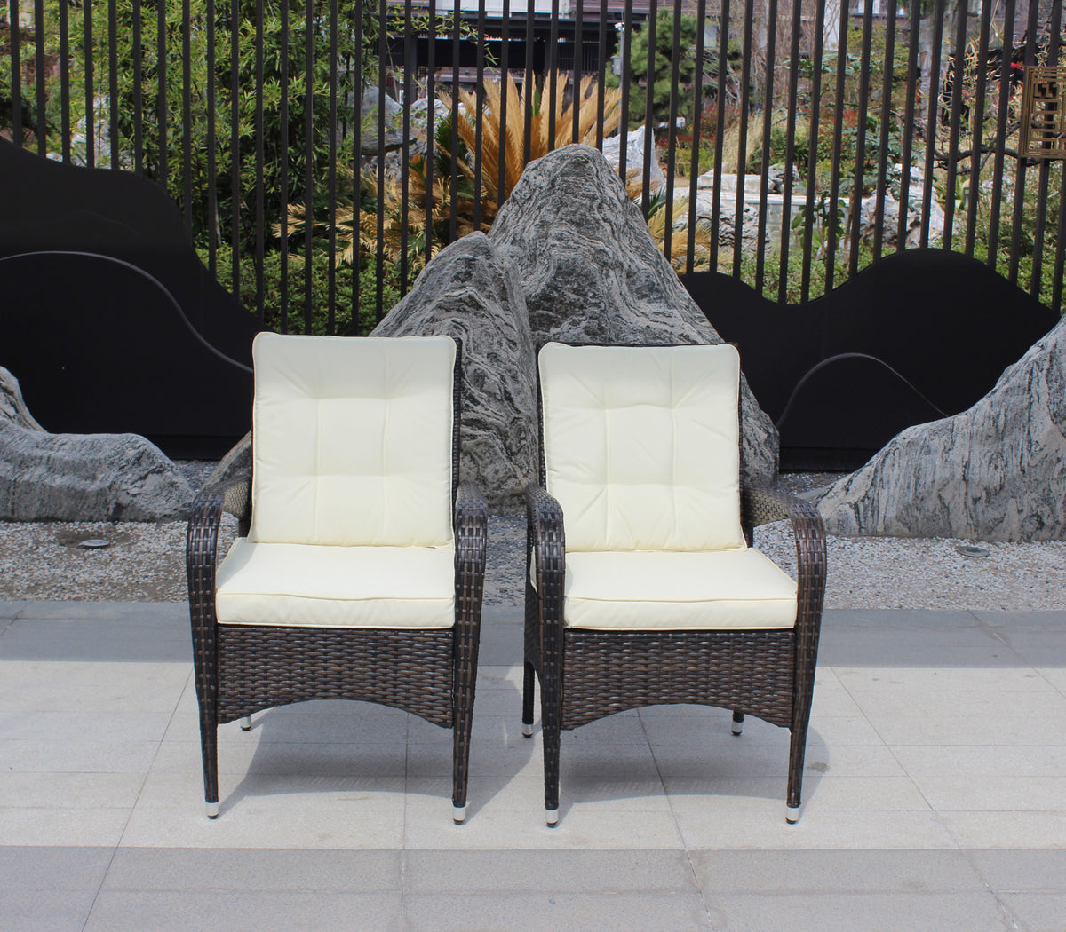 2 Piece Liberatore Dining Chairs With Cushions Beige Cushion Brown Iron