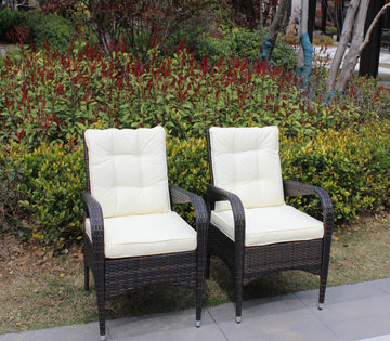 2 Piece Liberatore Dining Chairs With Cushions Beige Cushion Brown Iron