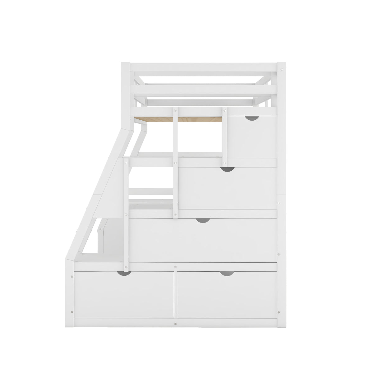 Twin Size Loft Bed With 7 Drawers 2 Shelves And Desk White White Plywood