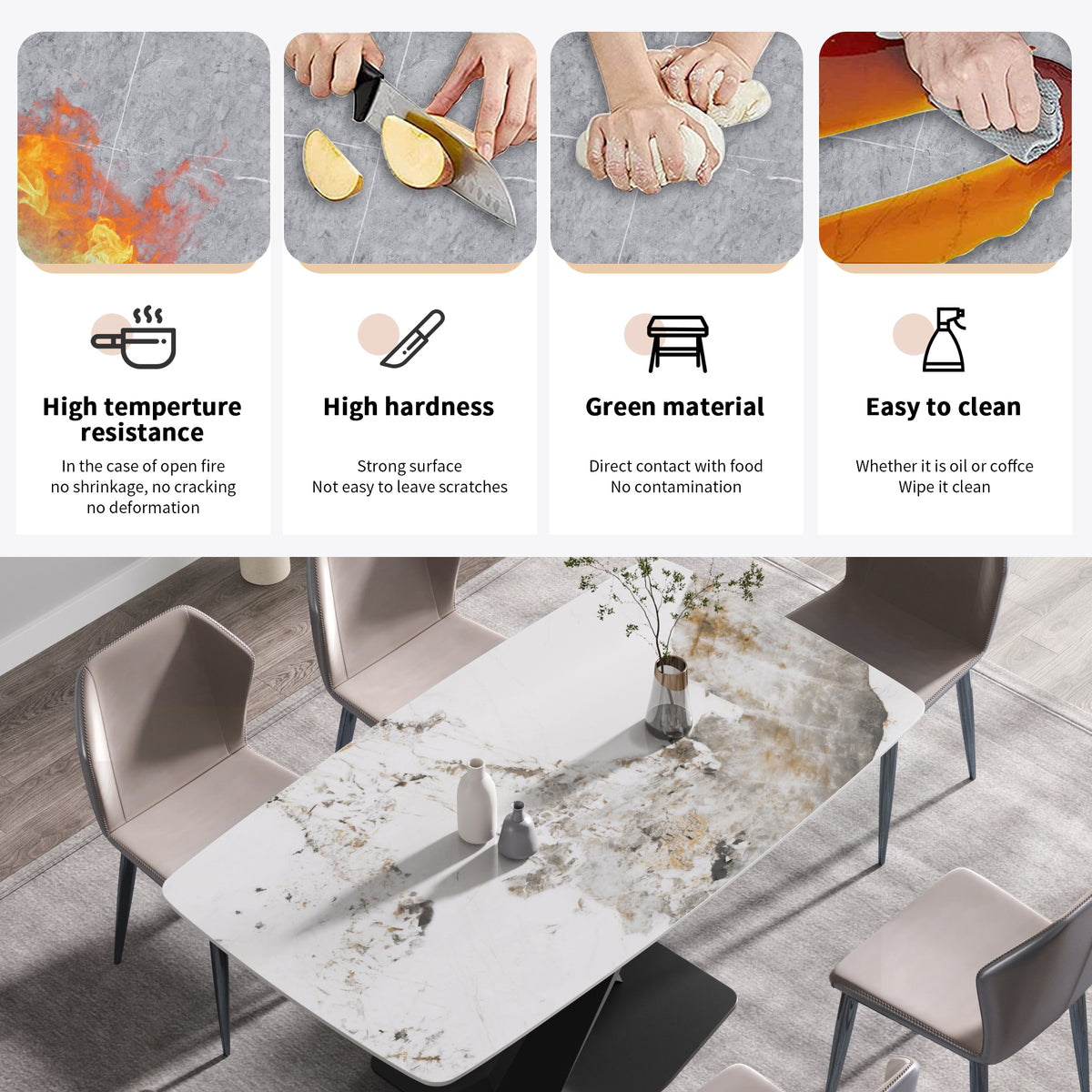 70.87"Modern Artificial Stone Pandora White Curved Black Metal Leg Dining Table Can Accommodate 6 8 People Antique White Metal Sintered Stone