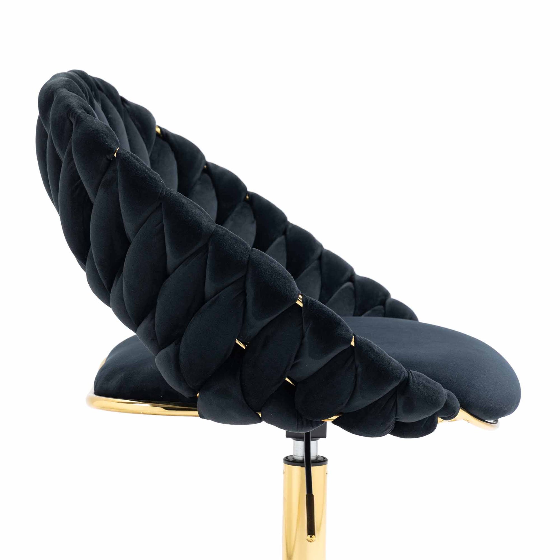 Coolmore Computer Chair Office Chair Adjustable Swivel Chair Fabric Seat Home Study Chair Black Polyester