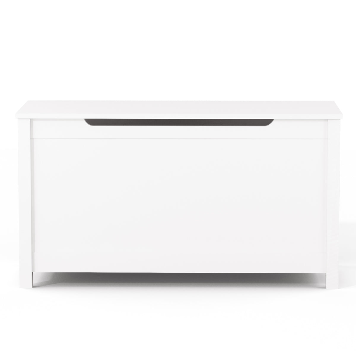 Kids Wooden Toy Box Storage With Safety Hinged Lid For Ages 2 White White Mdf