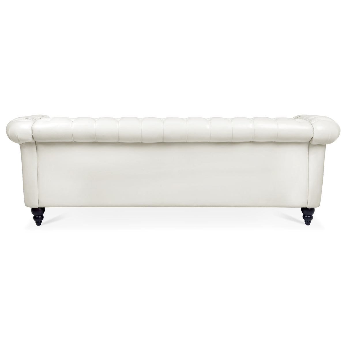 84.65" Rolled Arm Chesterfield 3 Seater Sofa White Foam Pu