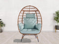 Wicker Egg Chair, Oversized Indoor Outdoor Lounger For Patio, Backyard, Living Room W 5 Cushions, Steel Frame, Light Blue Yes Complete Patio Set Blue Uv Resistant Frame Water Resistant Cushion Garden & Outdoor American Design Complete Patio Sets
