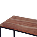 48, 27 Inch 2 Piece Rectangular Wood Nesting Coffee And End Table Set, Sled Metal Base, Brown, Black Walnut Black Metal & Wood