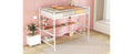 Full Metal Loft Bed With Desk And Shelve, White White Metal