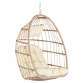 Outdoor Garden Rattan Egg Swing Chair Hanging Chair Wood Khaki Yes Sectional Khaki Uv Resistant Frame Water Resistant Cushion Garden & Outdoor American Design Complete Patio Sets Polypropylene