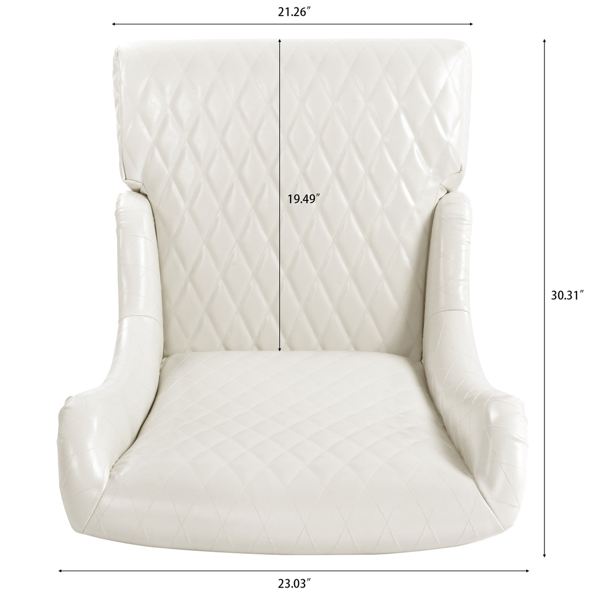 23.03" Wide Faux Leather High Back Accent Chair, Comfy High Wingback Chair, Living Room Chair With Soft Padded & Wooden Legs, Modern Side Chair For Living Room, Bedroom, White White Pu