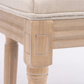 French Style Solid Wood Frame Linen Fabric Square Back Dining Chair,Set Of 2,Cream Cream Fabric Solid Wood Mdf Resin