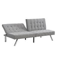 Wood Frame, Stainless Leg, Futon, Sofa Bed Grey Grey Fabric
