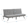 Wood Frame, Stainless Leg, Futon, Sofa Bed Grey Grey Fabric