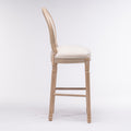 French Country Wooden Barstools With Upholstered Seatingbeige And Natural Set Of 2 Beige Fabric Solid Wood Mdf