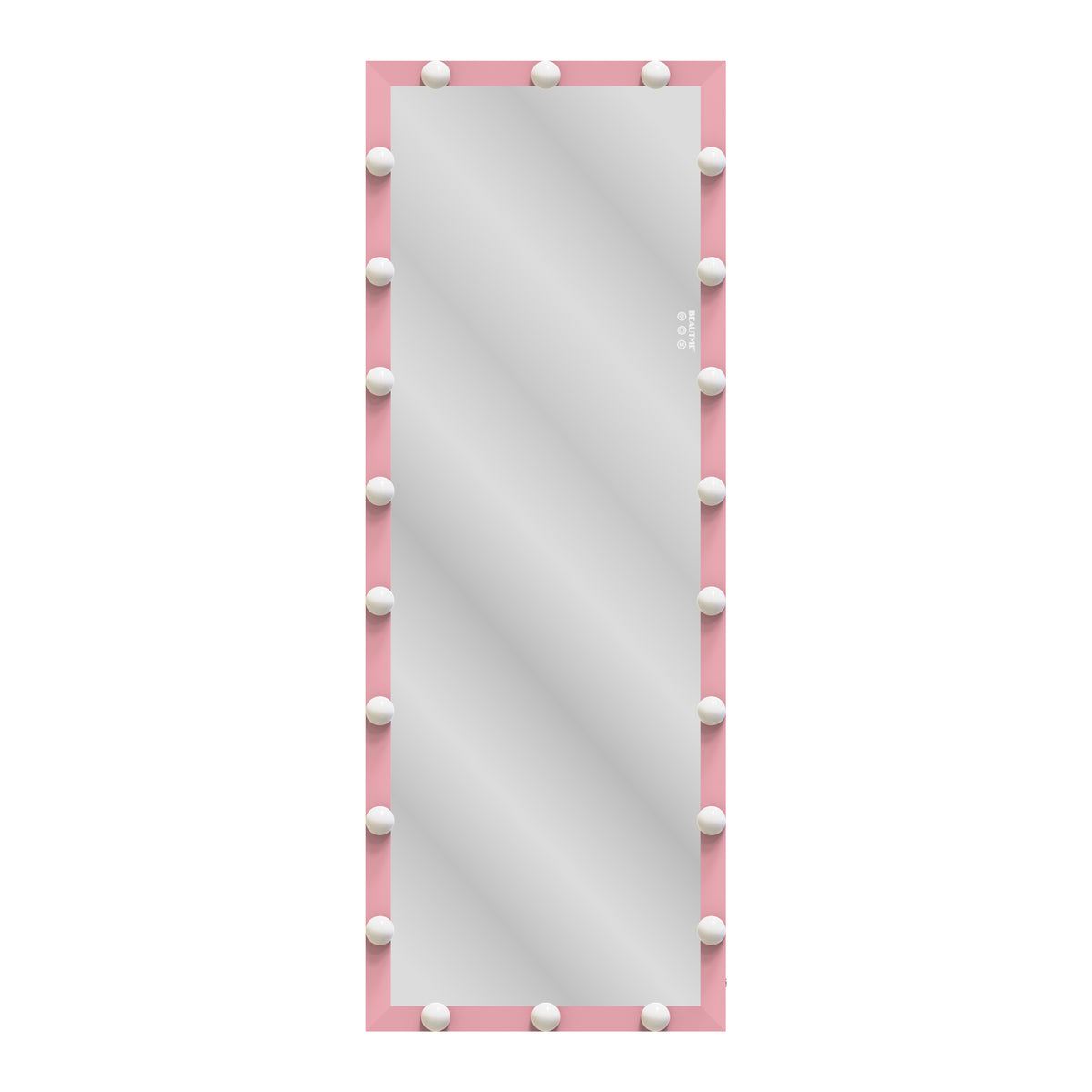 Hollywood Full Length Mirror With Lights Full Body Vanity Mirror With 3 Color Modes Wall Lighted Standing Floor Mirror For Dressing Room Bedroom Hotel Touch Control Pink 62.6"X23.3" Pink Aluminium