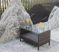 Outdoor Patio Furniture Coffee Table With Clear Tempered Glass Brown Iron