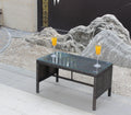 Outdoor Patio Furniture 1 Coffee Table With Clear Tempered Glass Brown Rattan