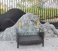 Outdoor Patio Furniture Coffee Table With Clear Tempered Glass Brown Iron