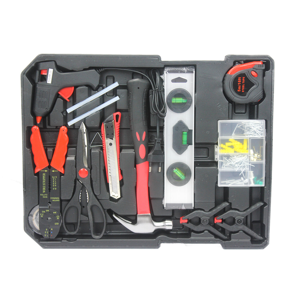 Black Hand Tool Box With 4 Layers Of Toolset And Wheels Black Plastic