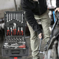 Black Hand Tool Box With 4 Layers Of Toolset And Wheels Black Plastic