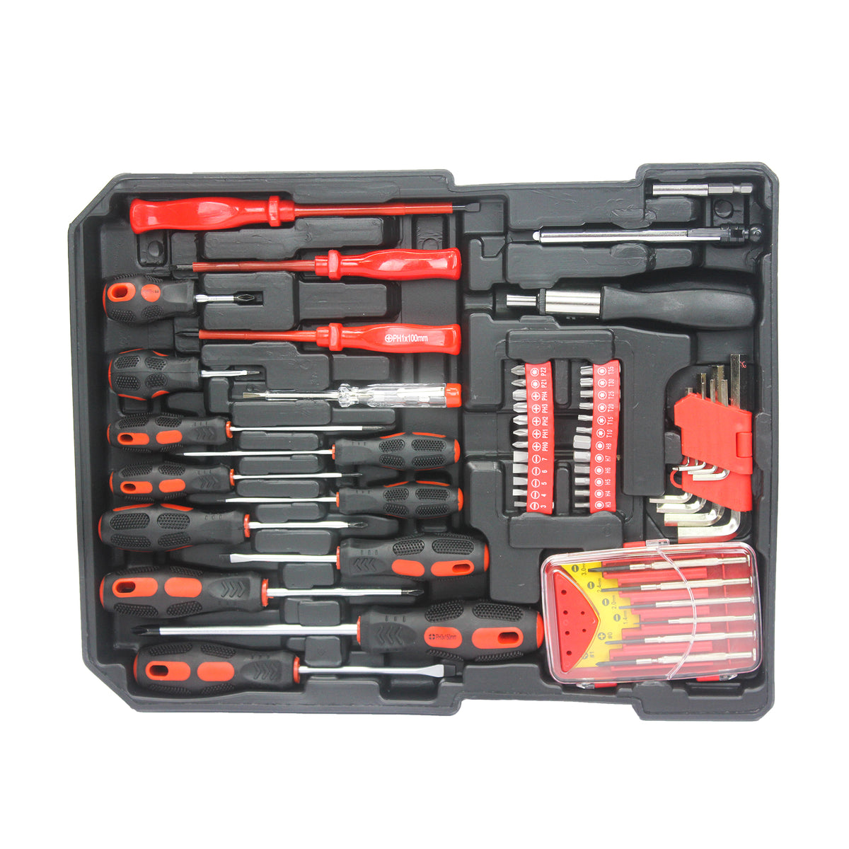 Black Hand Tool Box With 4 Layers Of Toolset And Wheels Black Plastic