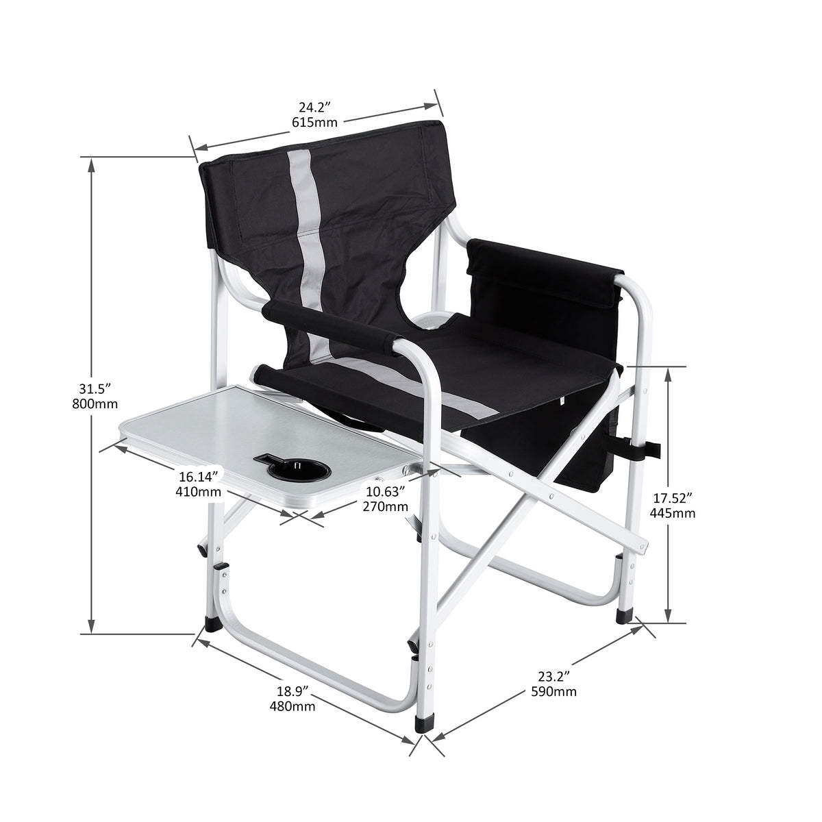 Set Of 3, Folding Outdoor Table And Chairs Set For Indoor, Outdoor Camping, Picnics, Beach,Backyard, Bbq, Party, Patio, Black Gray Black Aluminum