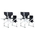 Set Of 3, Folding Outdoor Table And Chairs Set For Indoor, Outdoor Camping, Picnics, Beach,Backyard, Bbq, Party, Patio, Black Gray Black Aluminum