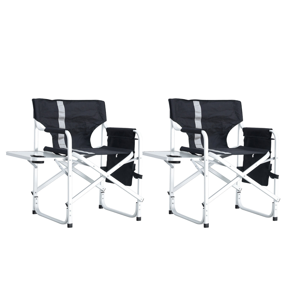 Set Of 3, Folding Outdoor Table And Chairs Set For Indoor, Outdoor Camping, Picnics, Beach,Backyard, Bbq, Party, Patio, Black Gray Black Aluminum
