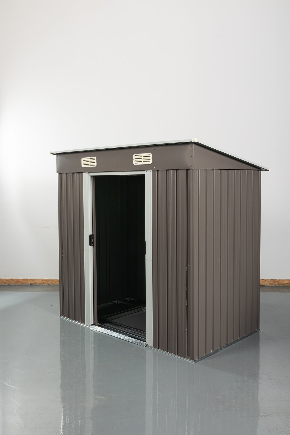 6Ft X 4Ft Outdoor Metal Storage Shed Grey Iron