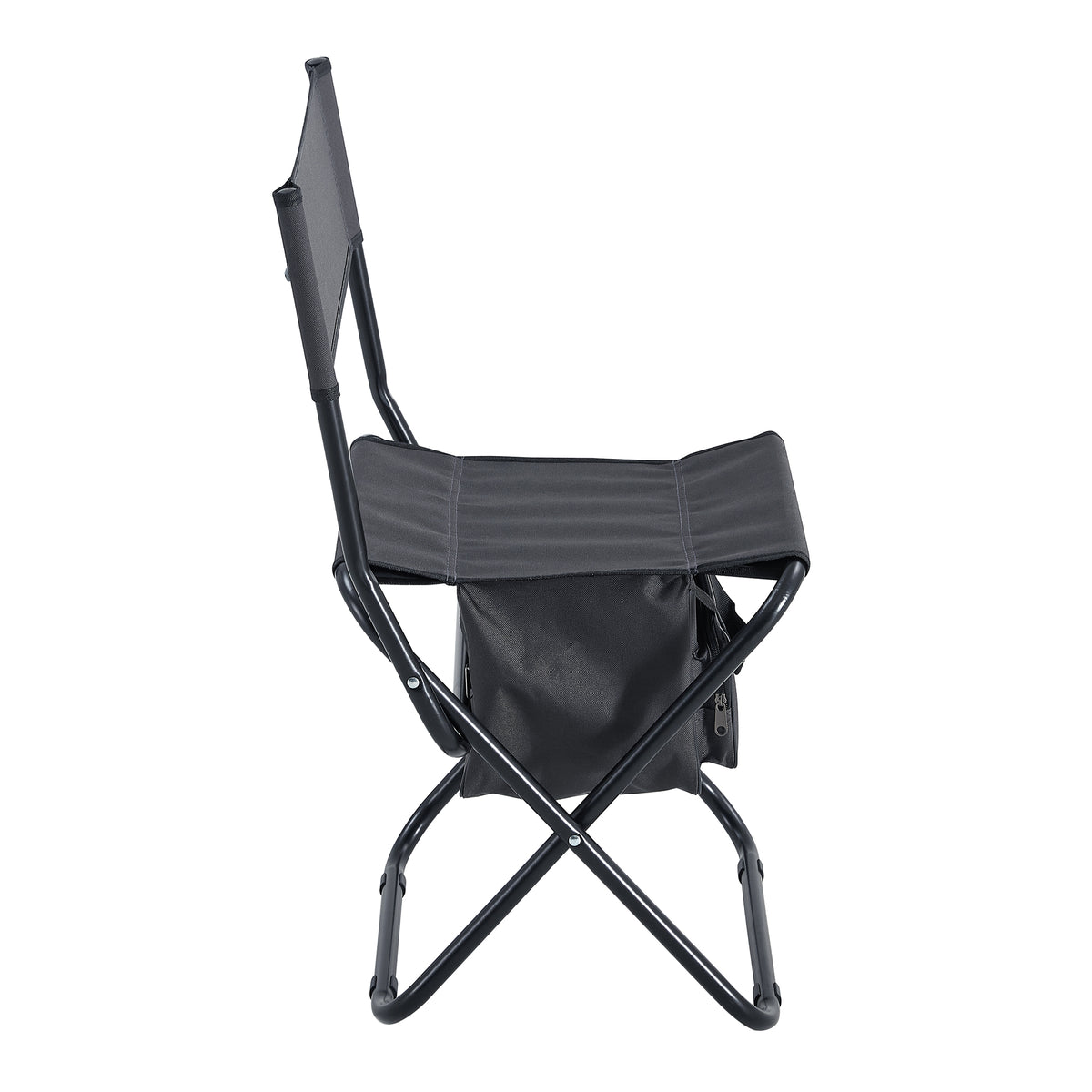 2 Piece Folding Outdoor Chair With Storage Bag, Portable Chair For Indoor, Outdoor Camping, Picnics And Fishing,Grey Gray Steel