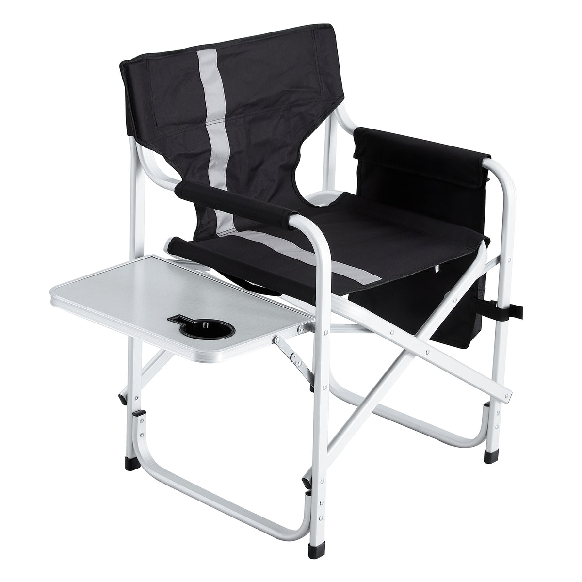 Set Of 3, Folding Outdoor Table And Chairs Set For Indoor, Outdoor Camping, Picnics, Beach,Backyard, Bbq, Party, Patio, Black Gray Black Aluminum