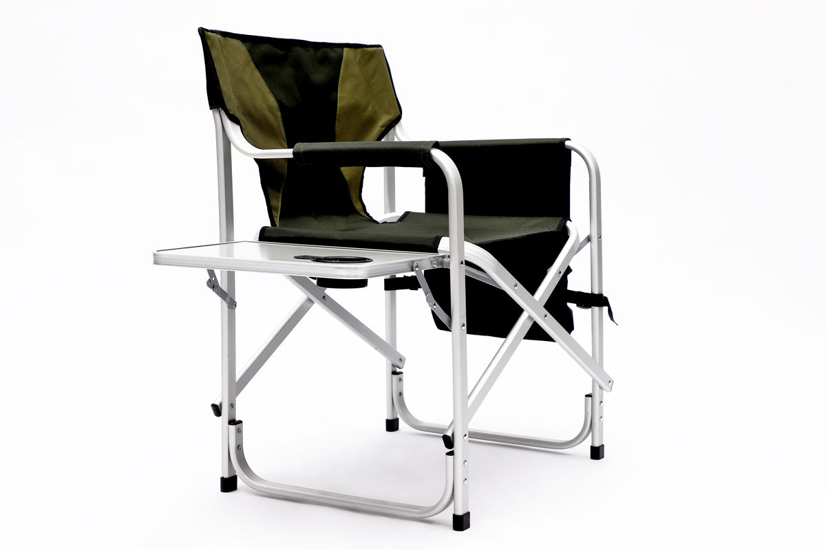 2 Piece Padded Folding Outdoor Chair With Side Table And Storage Pockets,Lightweight Oversized Directors Chair For Indoor, Outdoor Camping, Picnics And Fishing,Green Green Aluminum