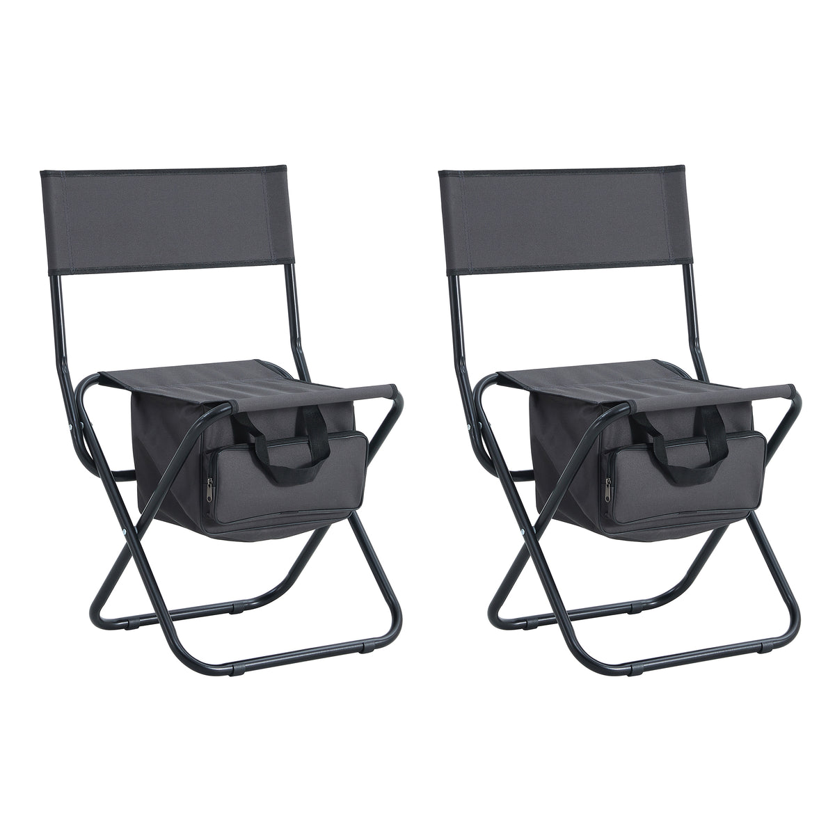 Set Of 3, Folding Outdoor Table And Chairs Set For Indoor, Outdoor Camping, Picnics, Beach,Backyard, Bbq, Party, Patio, Black Gray Black Aluminum