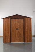 6Ft X 6Ft Outdoor Metal Storage Shed With Metal Floor Base ,With Window Coffee Iron
