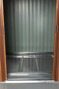 6Ft X 6Ft Outdoor Metal Storage Shed With Metal Floor Base ,With Window Coffee Iron