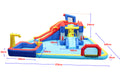 10 In1 Inflatable Slide Water Park Bouncing House Garden With Splash Pool & Water& Basketball & Climbing Wall & Dual Pools & Soccer Multicolor Oxford Fabric