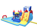 10 In1 Inflatable Slide Water Park Bouncing House Garden With Splash Pool & Water& Basketball & Climbing Wall & Dual Pools & Soccer Multicolor Oxford Fabric