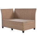 Tomax 5 Piece Outdoor Patio Rattan Sofa Set, Sectional Pe Wicker L Shaped Garden Furniture Set With 2 Extendable Side Tables, Dining Table And Washable Covers For Backyard, Poolside, Indoor, Brown