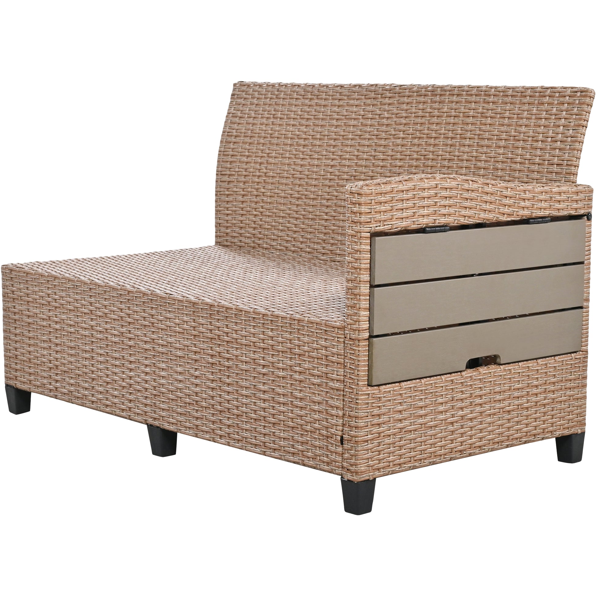 Tomax 5 Piece Outdoor Patio Rattan Sofa Set, Sectional Pe Wicker L Shaped Garden Furniture Set With 2 Extendable Side Tables, Dining Table And Washable Covers For Backyard, Poolside, Indoor, Brown