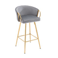 30 Inch Set Of 2 Bar Stools,With Chrome Footrest And Base Velvet Golden Leg Simple Bar Stool,Gray Gray Foam Fabric