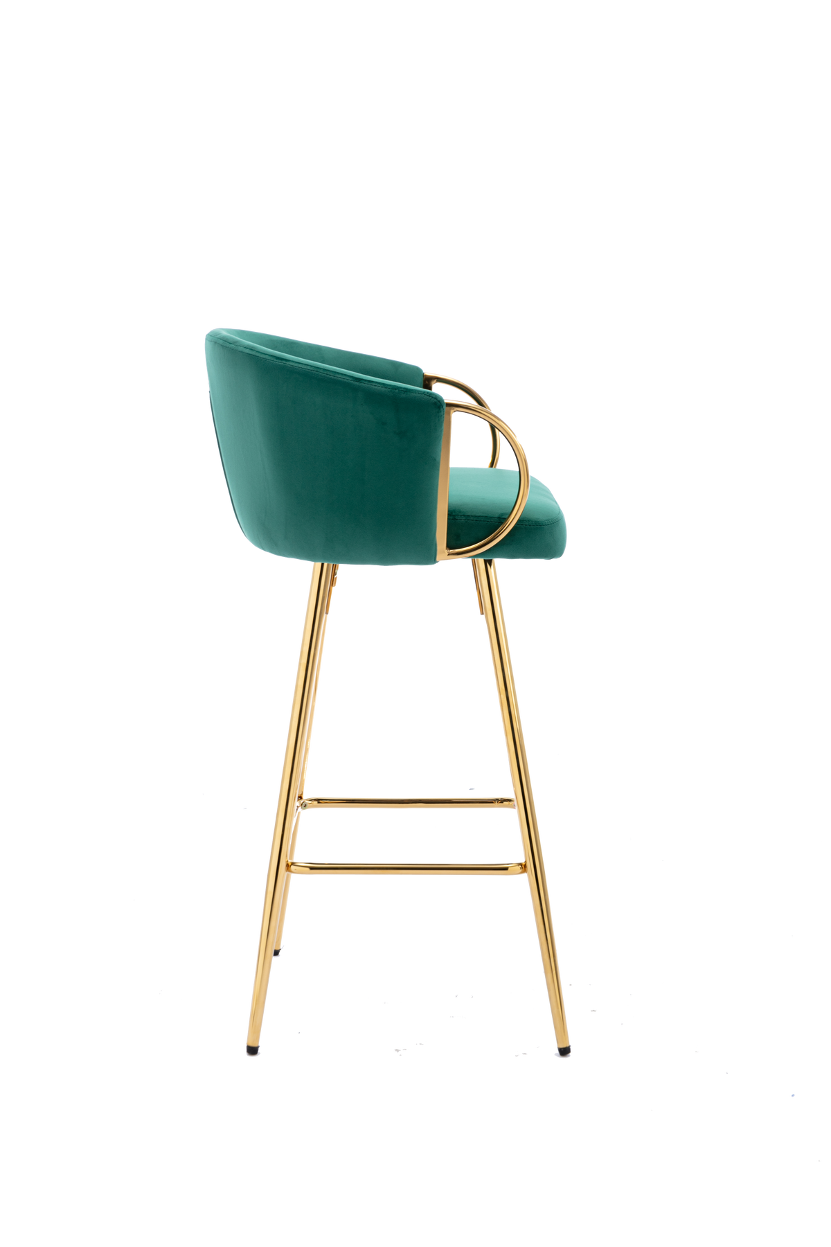 26 Inch Set Of 2 Bar Stools,With Chrome Footrest And Base Velvet Golden Leg Simple Bar Stool,Green Green Foam Fabric