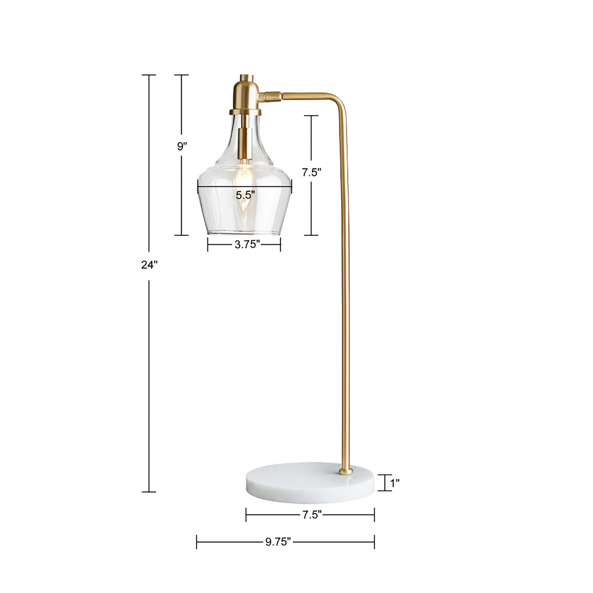 Auburn 24" H Table Lamp With Marble Base Gold Cotton