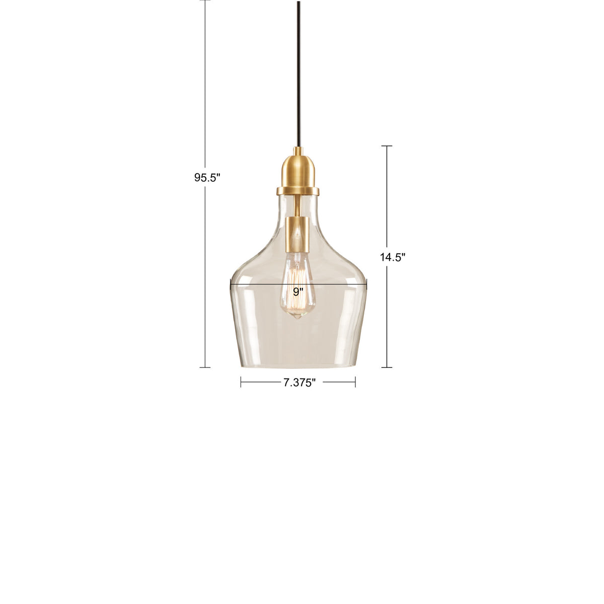 Bell Shaped Glass Pendant Gold Cotton